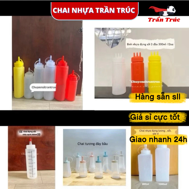 [HOẢ TỐC - NHIỀU MẪU] Chai nhựa , bình nhựa đựng sữa chua , chai đựng sốt, chai đựng tương ớt  250ml