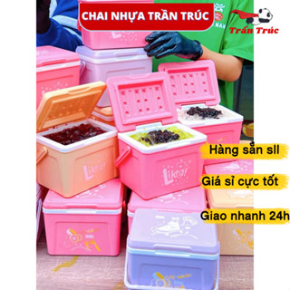   HOẢ TỐC  Thùng đá BIBI 1.5L mini giữ nhiệt hình chữ nhật đựng trà sữa full topping bình đá Bibi 1500ml 