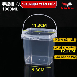 [HoảTốc] Combo 3 Xô Vuông 500ml, xô nhựa 1000ml, 2000ml, 3000ml,4000ml,5000ml kèm quai xách, xô trà sữa,Xô Bánh Kẹo