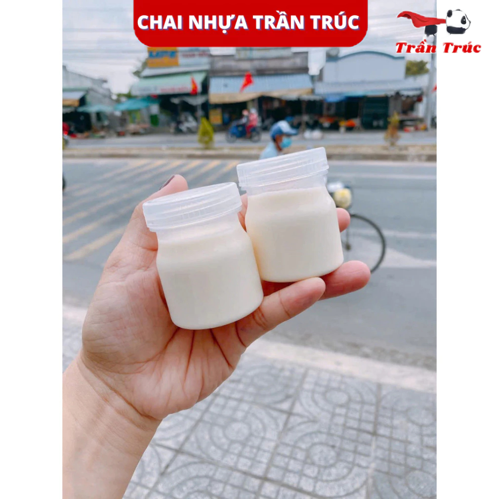 [KHÔNG CHỊU NHIỆT] Combo 500 hủ nhựa sữa chua pet 90ml dùng đựng sữa chua, sate, hủ đựng muối ớt nắp