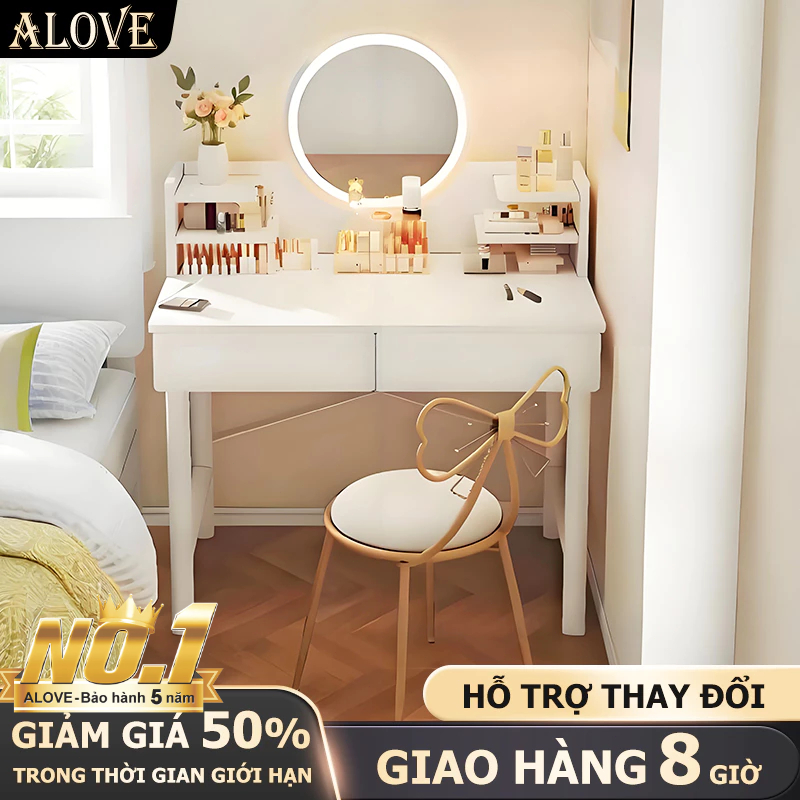 ALOVE bàn trang điểm đơn giản hiện đại gương lớn kèm ngăn kéo lưu trữ tiện lợi cho phòng | BigBuy360 - bigbuy360.vn
