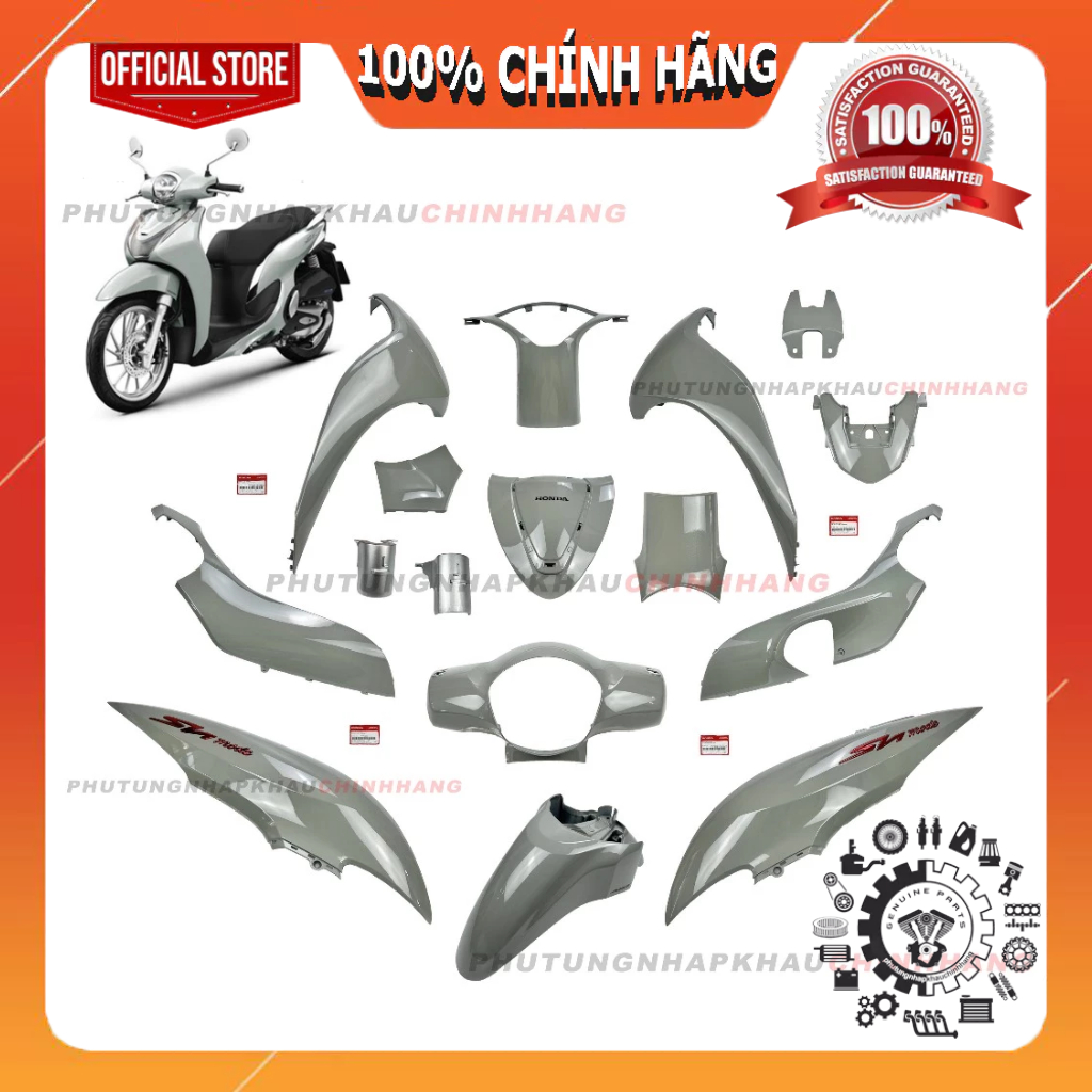 [MÓN LẺ] Dàn áo Sh Mode 125 2022 màu Xám Xi Măng CBS bản Tiêu Chuẩn, Bộ vỏ áo nhựa màu Sh Mode 4 val