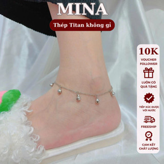 Lắc chân nữ MINA titan màu trắng bạc kiểu chuông kêu nhẹ tòn ten xinh xắn không đen không gỉ phụ kiện trang sức cao cấp