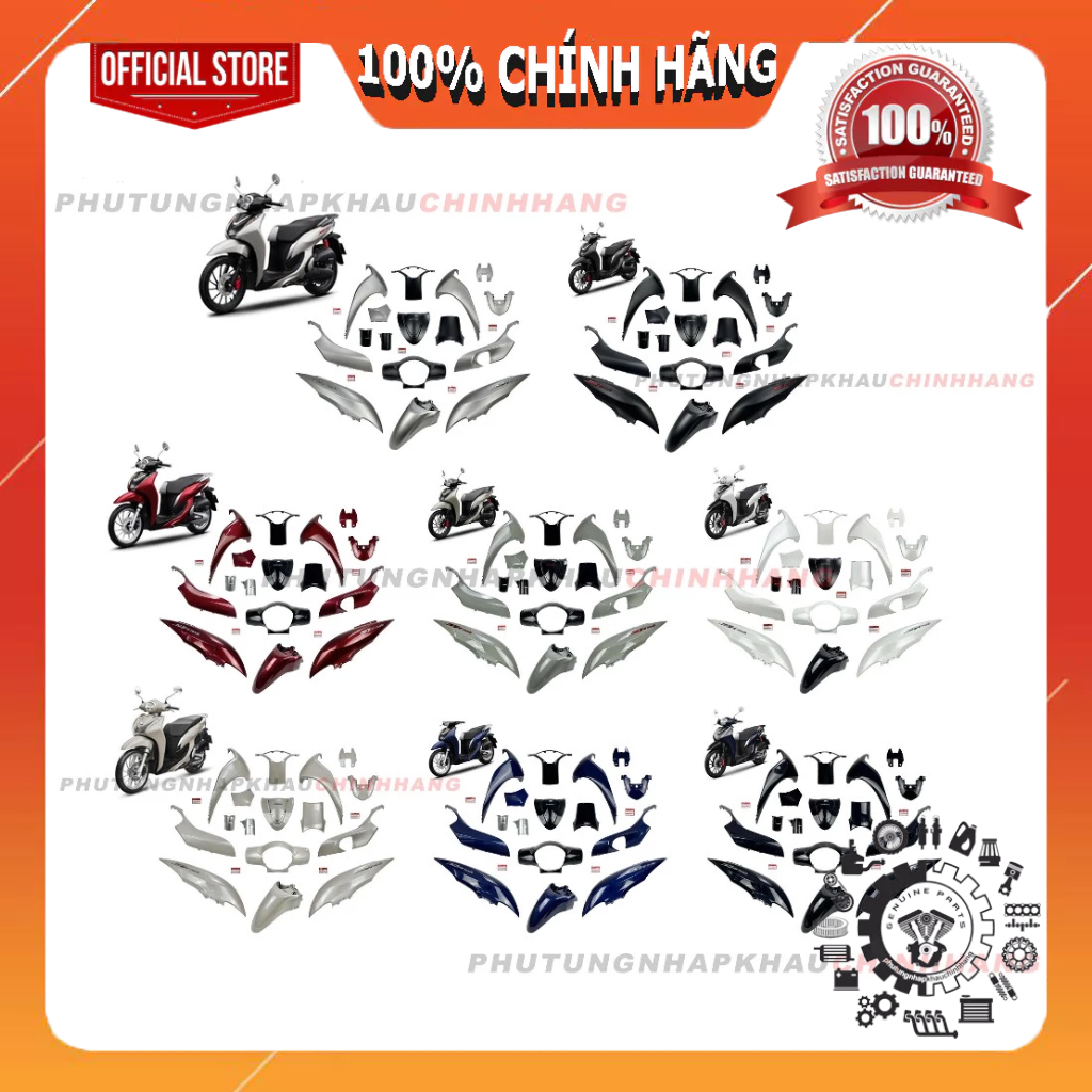 Bộ dàn áo Sh Mode 125 4val 2021-2024 (16 món) các màu chính hãng, Dàn vỏ nhựa màu SH Mode 2022 2023