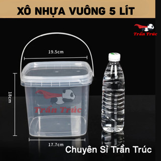  Combo 2 xô nhựa vuông 5 lít đựng nước kèm quai xách xô nhựa vuông đựng trà sữa giá tốt tiện lợi có thể xếp chồng 