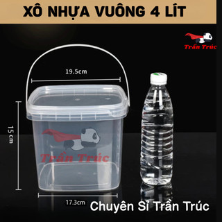   HỎA TỐC  Combo 2 Xô nhựa vuông 4 lít kèm quai xách xô nhựa vuông đựng trà sữa xô đựng thực phẩm giá tốt 
