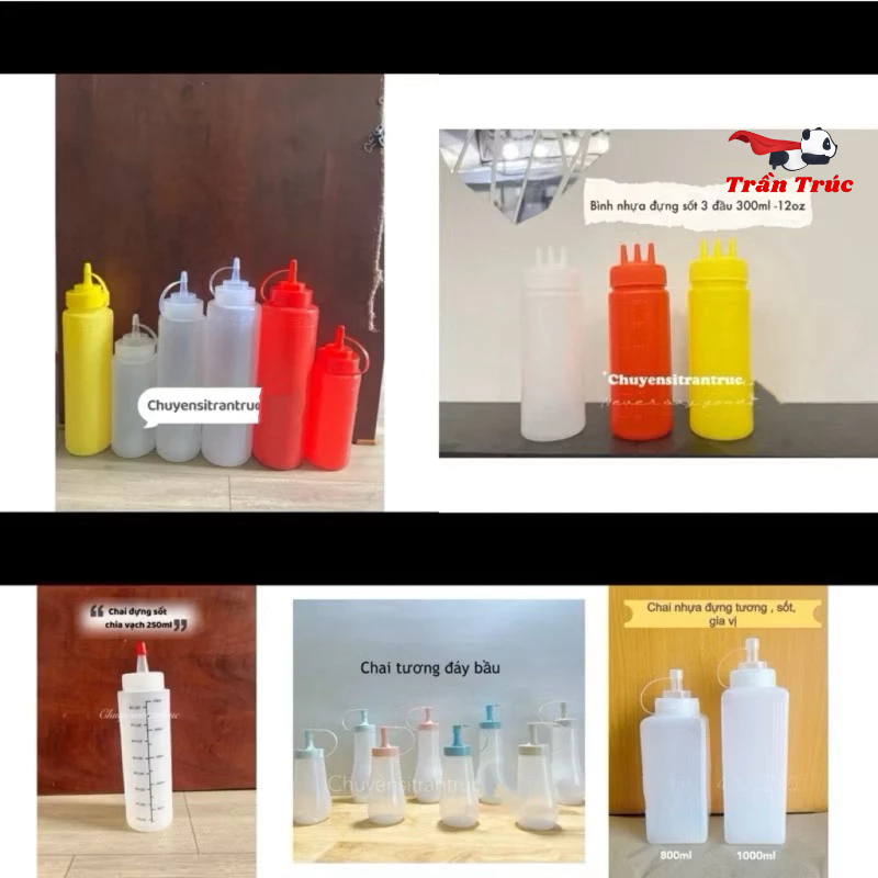 [HOẢ TỐC - NHIỀU MẪU] Chai nhựa , bình nhựa đựng sữa chua , chai đựng sốt, chai đựng tương ớt  250ml