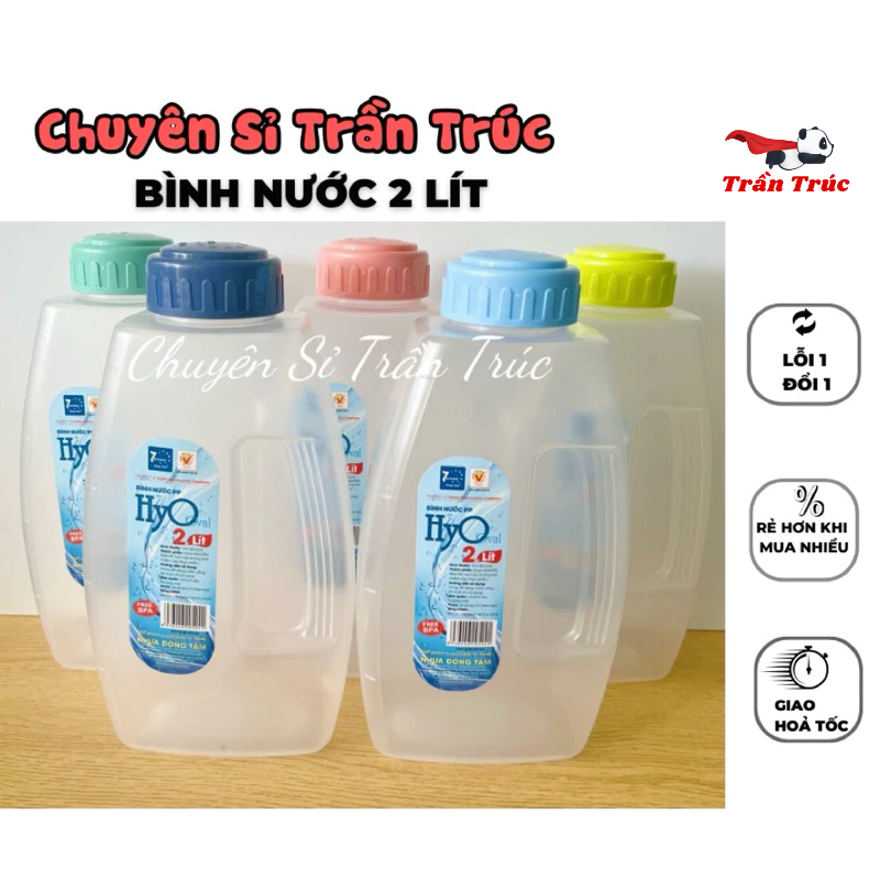 [MÀU NGẪU NHIÊN] Bình nhựa 2 lít đựng trà sữa, bình đựng nước 2000ml, chất liệu nhựa pp an toàn