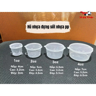   NHỰA PP  Combo 50 Hủ sốt,hộp sốt nắp liền 1oz 2oz 3oz 4oz  chịu nhiệt tốt dùng đựng sốt chấm,topping- trần trúc 
