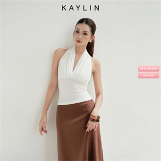 Áo kiểu KAYLIN cổ yếm chất vải thun lụa co giản phong cách cá tính BST Thu Đông 2025 - A50T9