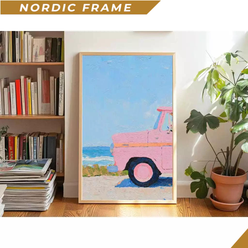 Tranh treo tường, Pacific Coast Road Trip Wall Art Preppy Stuff Ocean Waves Oil Pastel Painting Beac