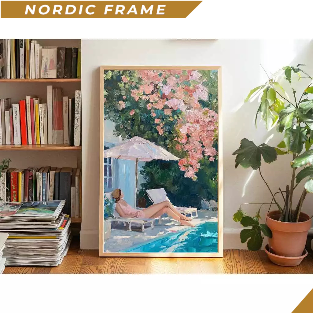 Tranh treo tường, Swimming Pool Art Print Summer Wall Poster Old Money Pool and Lake House Decor Dig