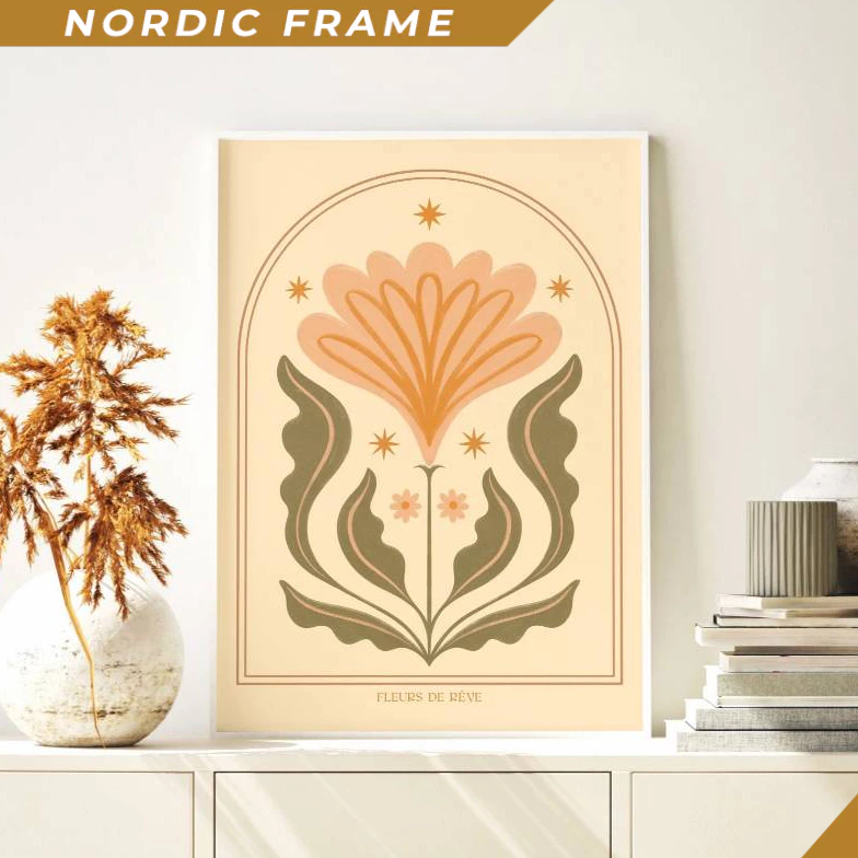 Tranh treo tường,Floral Art, Boho Flower Wall Art, Botanical Home Décor, Floral Illustration, Modern