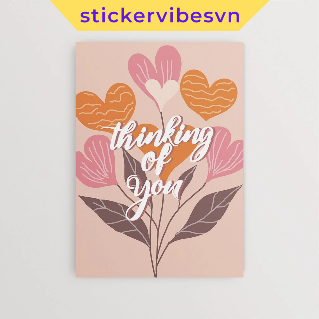 Tranh dán tường fomex, "Thinking of you" with many heard, decor tường, có sẵn keo dán 2 mặt, nhận in