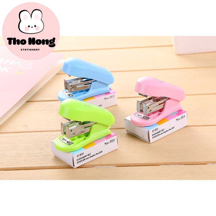 Bộ Bấm Gim Nhiều Màu Kèm 1Hộp Gim Nhỏ Xinh– Sỉ Ib| Thohong