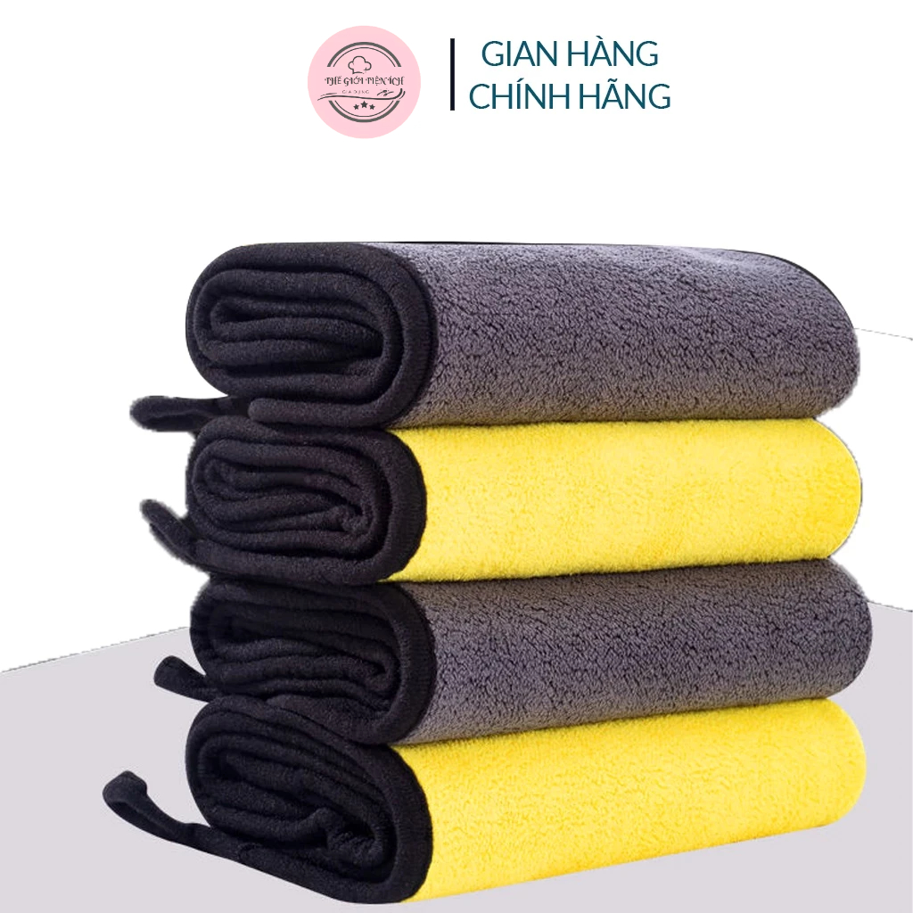 ⚡KHĂN DÀY⚡ Khăn lau xe microfiber 3m cao cấp không rụng lông, khăn lau ô tô, xe hơi, xe máy chuyên dụng siêu thấm 88419