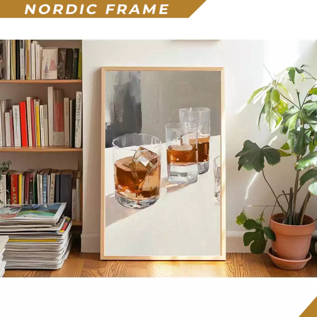 Tranh treo tường, Whiskey Print Mid Century Decor Bourbon Bar Art Minimalist Alcohol Poster Masculin