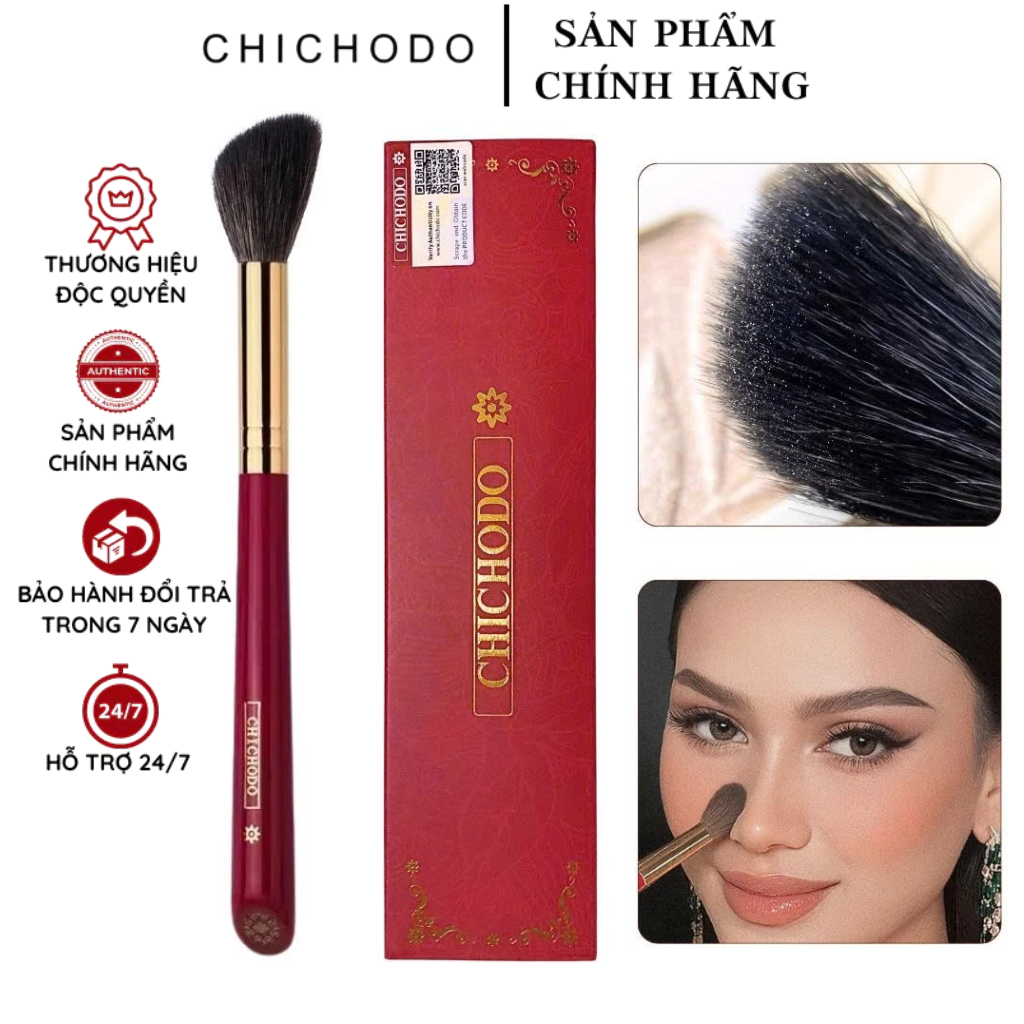 CHICHODO Angled Multifunctional cọ má nhỏ /hightlight/phủ nhỏ chất lông mềm mượt, chuyên dùng makeup