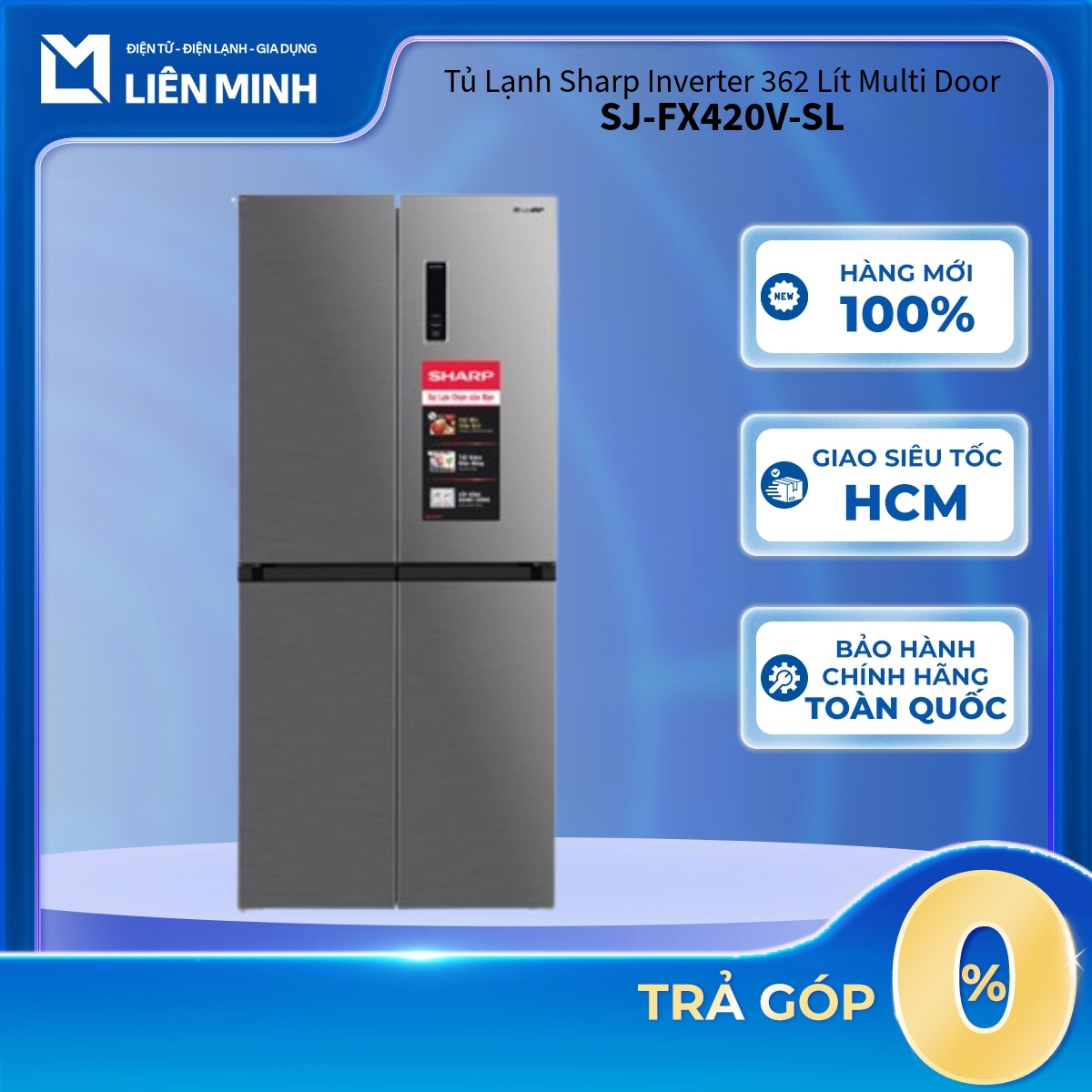 SJ-FX420V-SL - Tủ Lạnh Sharp Inverter 362 Lít SJ-FX420V-SL - Bảo Hành Chính Hãng