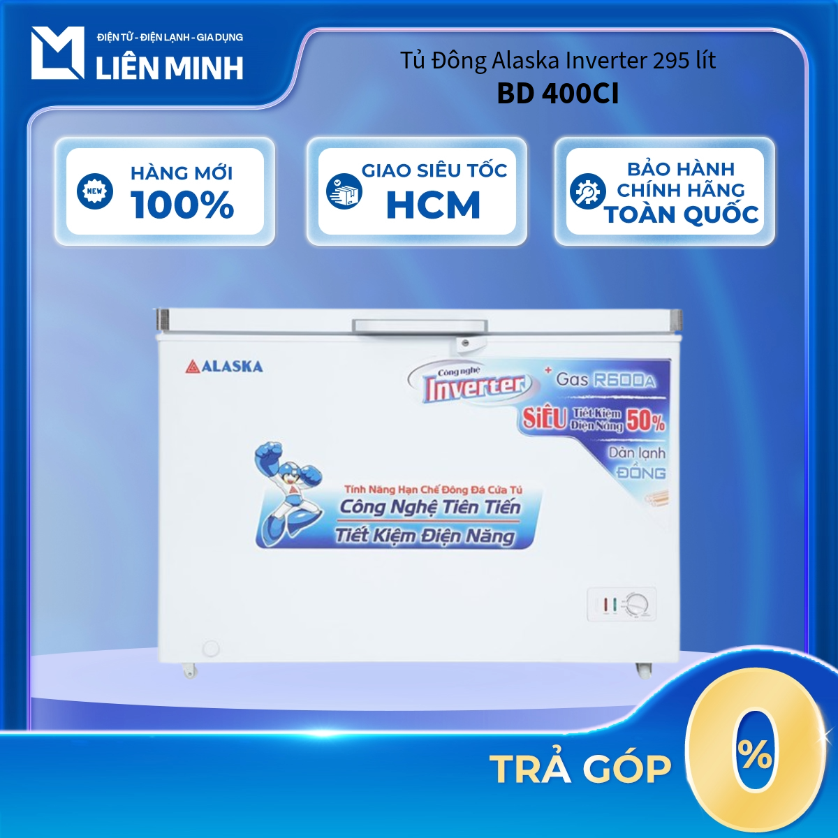 BD 400CI - Tủ Đông Alaska Inverter 295 Lít BD 400CI [SHIP 0Đ HCM]