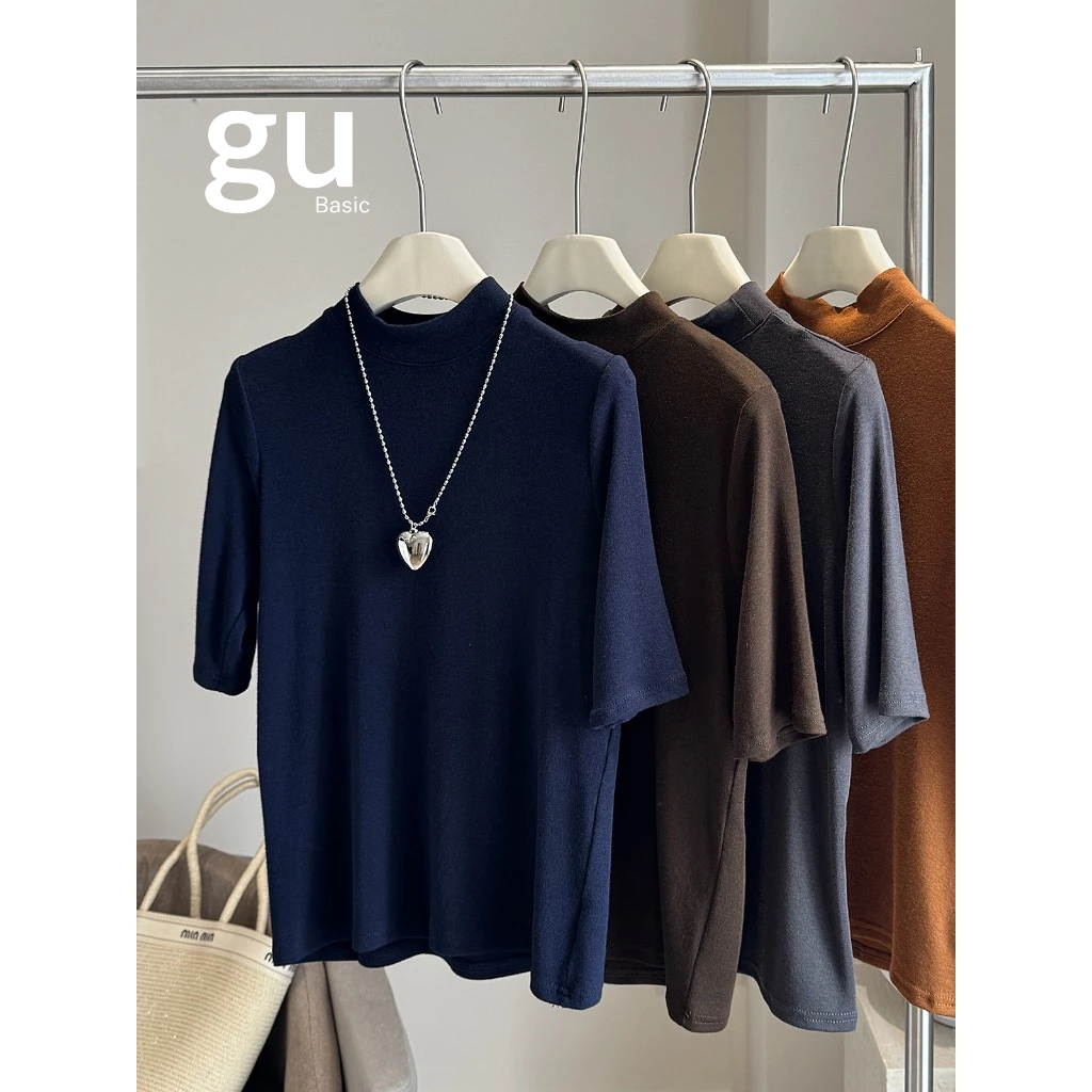 Áo Thun Basic Cổ Cao Tay Lỡ Style Hàn Quốc Mùa Thu Đông , Gu basic