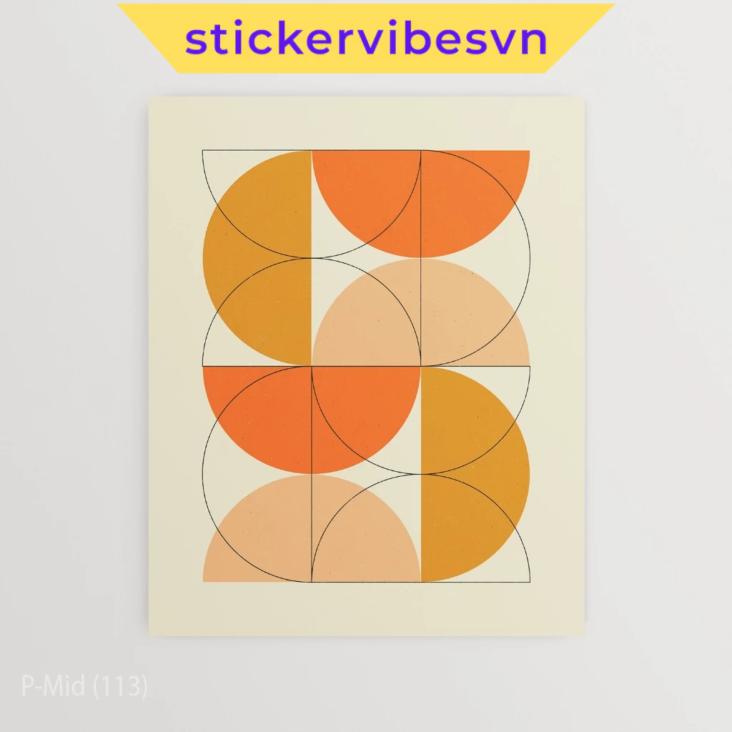 Tranh dán tường fomex, Warm Circles Poster, decor tường, phòng ngủ, có sẵn keo dán 2 mặt, nhận in th