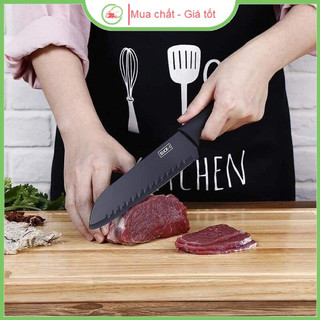 Bộ Dao 5 Món Buck Làm Bếp Đa Năng Thép Hợp Kim Không Gỉ Cao Cấp - Màu Đen