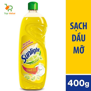   Top Value  Nước rửa chén Sunlight TR1-14055-1087 chai 400g Hương Chanh Trà Xanh Thiên Nhiên Combo 2 