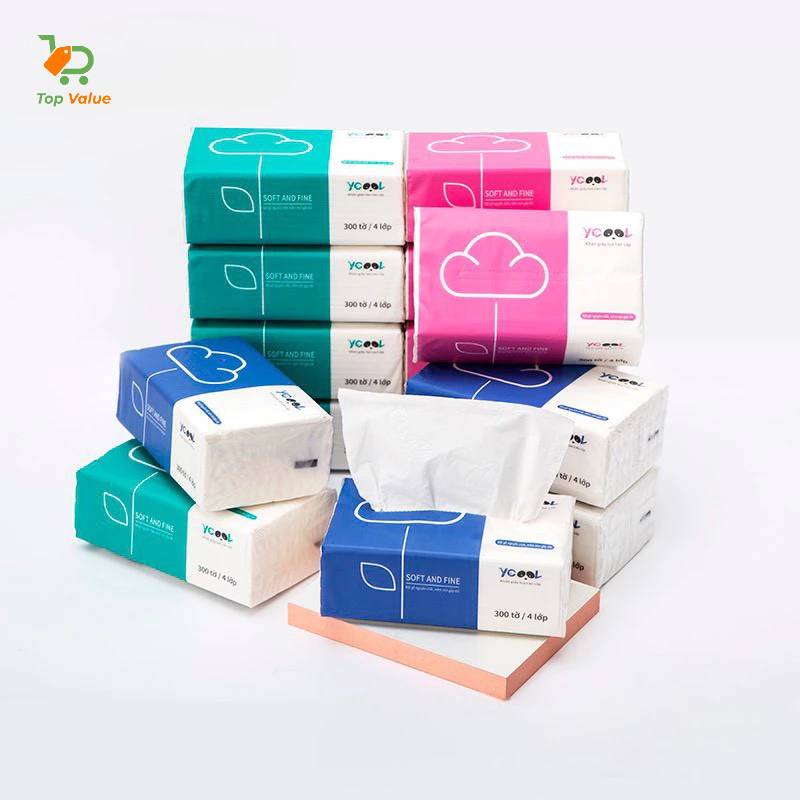 [Top Value] Khăn giấy rút đa năng Ycool ES-50.3 300 tờ/4 lớp giấy trắng tự nhiên combo 24 gói