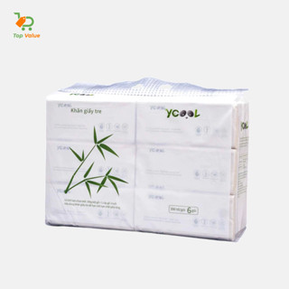 [Top Value] Combo 1 bịch 6 gói to giấy vệ sinh gấu trúc khăn giấy tre YCOOL 390 tờ B6HN01