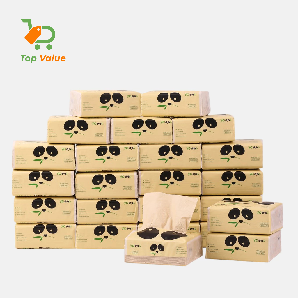 [Top Value] Combo Khăn giấy rút gấu trúc Ycool ES-50.1 100% bột sợi tre nguyên chất