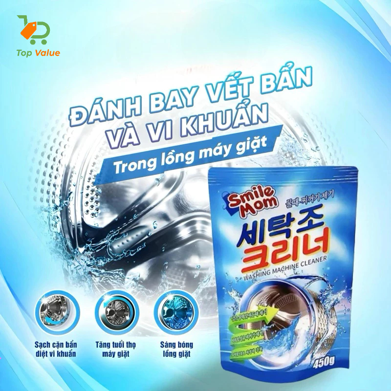 [Top Value] Bột tẩy lồng máy giặt Smile Mom 450g CH31 vệ sinh tiện dụng