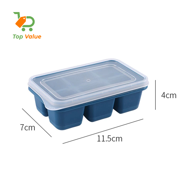 [Top Value] Khuôn/ Khay Làm Đá Thạch Rau Câu Silicon 6 Ô Có Nắp Đậy