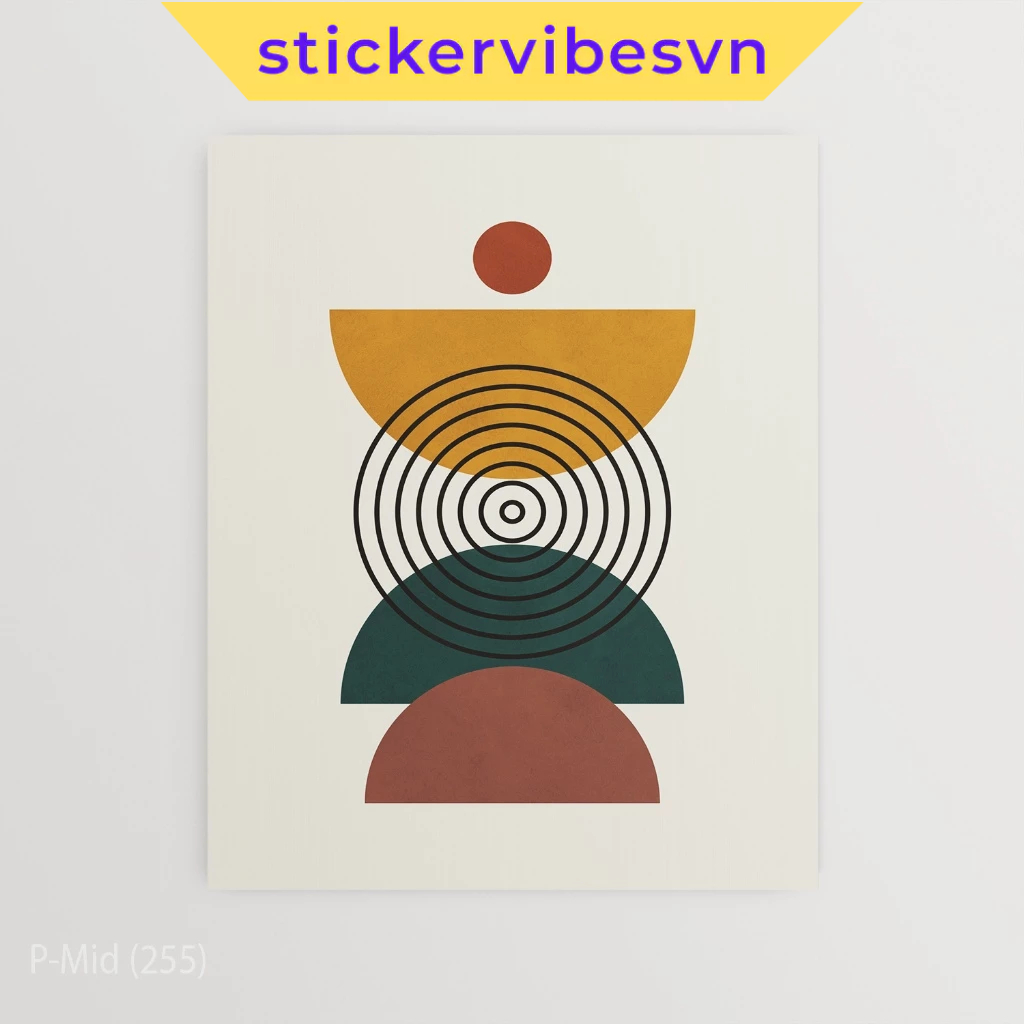 Tranh dán tường fomex, Radiant Circles & Half Cricle Poster, decor tường, có sẵn keo dán 2 mặt, nhận