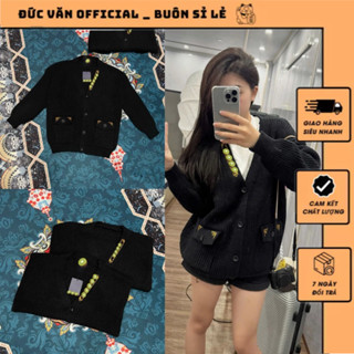 Áo Len Cardigan Nam Nữ Lo Ve Họa Tiết Thêu Chỉ Vàng Mix Túi Hộp_Áo Khoác Len Nam Chất Len Tăm Lông Thỏ Dày Dặn