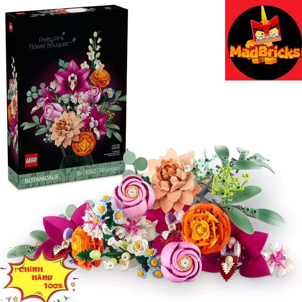 (HÀNG CÓ SẴN ) LEGO Pretty Pink Flower Bouquet 10342 | The Botanical Collection
