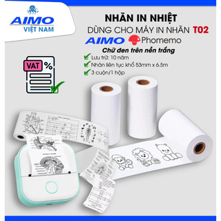 Nhãn Dán Trắng KT-RM10, Độ Bền 10 Năm, 53mm X 6.5m - Dùng cho máy T02 Aimo