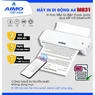  Máy In Di Động A4 M831 - In giấy nhiệt cuộn tờ - Kết nối Bluetooth in trực tiếp từ iPhone - iPad USB 