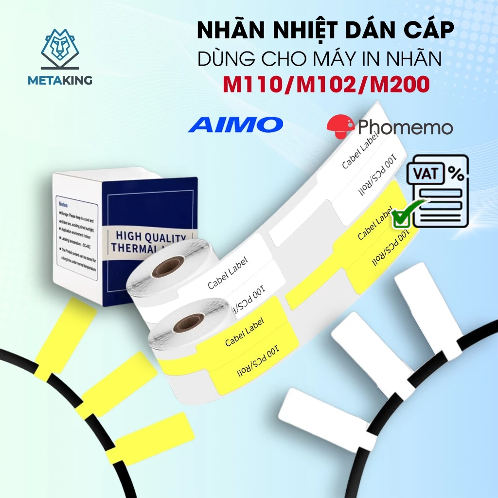 Nhãn Dán Nhãn Cáp Điện Dùng Cho Máy In Nhiệt AIMO Phomemo M110/M200 [hỏa tốc HCM]