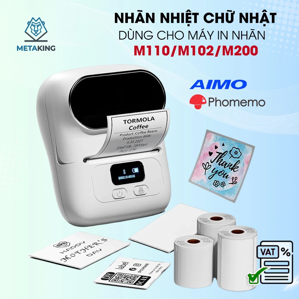 Nhãn Nhiệt Hình Chữ Nhật Cho Máy In Nhãn AIMO/Phomemo M110/M200/M220/M102