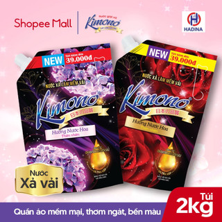Nước Xả Làm Mềm Vải KIMONO công nghệ Ultra kép túi 2L - Hương hoa thiên nhiên