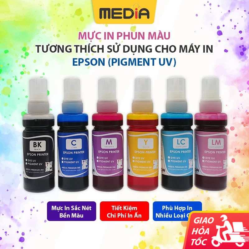 Mực In Màu Epson Pigment UV (Gốc Dầu) Mực In Media Premium Tương Thích Máy In Epson Hộp Mực 100ml