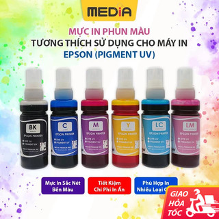  Mực In Màu Epson Pigment UV  Gốc Dầu  Mực In Media Premium Tương Thích Máy In Epson Hộp Mực 100ml 
