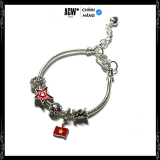  ACCESS Vòng tay bạc 925 nam nữ charm lá cờ Quốc kỳ Việt Nam charm nhà nước bông tuyết 