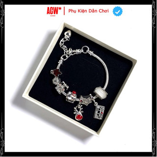  Vòng tay nam nữ không gỉ mạ bạc s925 Access mix charm Noel  lắc tay phối charm Xmas Bracelet 