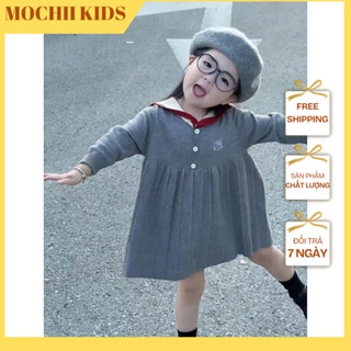  Váy len thủy thủ MOCHII tay dài dáng xòe cho bé gái Váy liền thân phong cách dễ thương M.VD04 