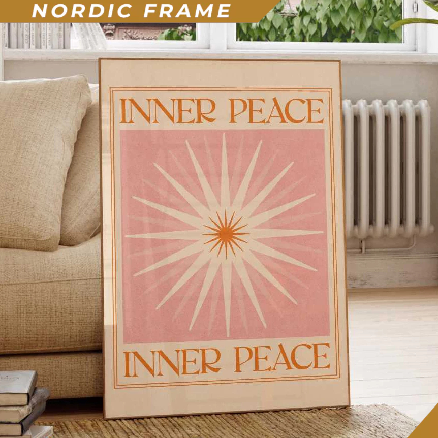 Tranh treo tường,Inner Peace Mindfulness, Yoga Meditation Sun Poster, Boho Celestial Wall Art, Bohem