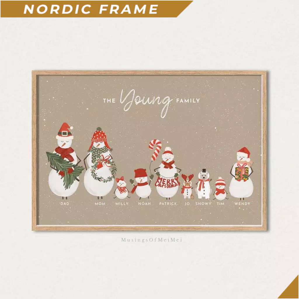 Tranh treo tường, Christmas Family Portrait, Personalized Family Print, Printable Wall Art, Custom F