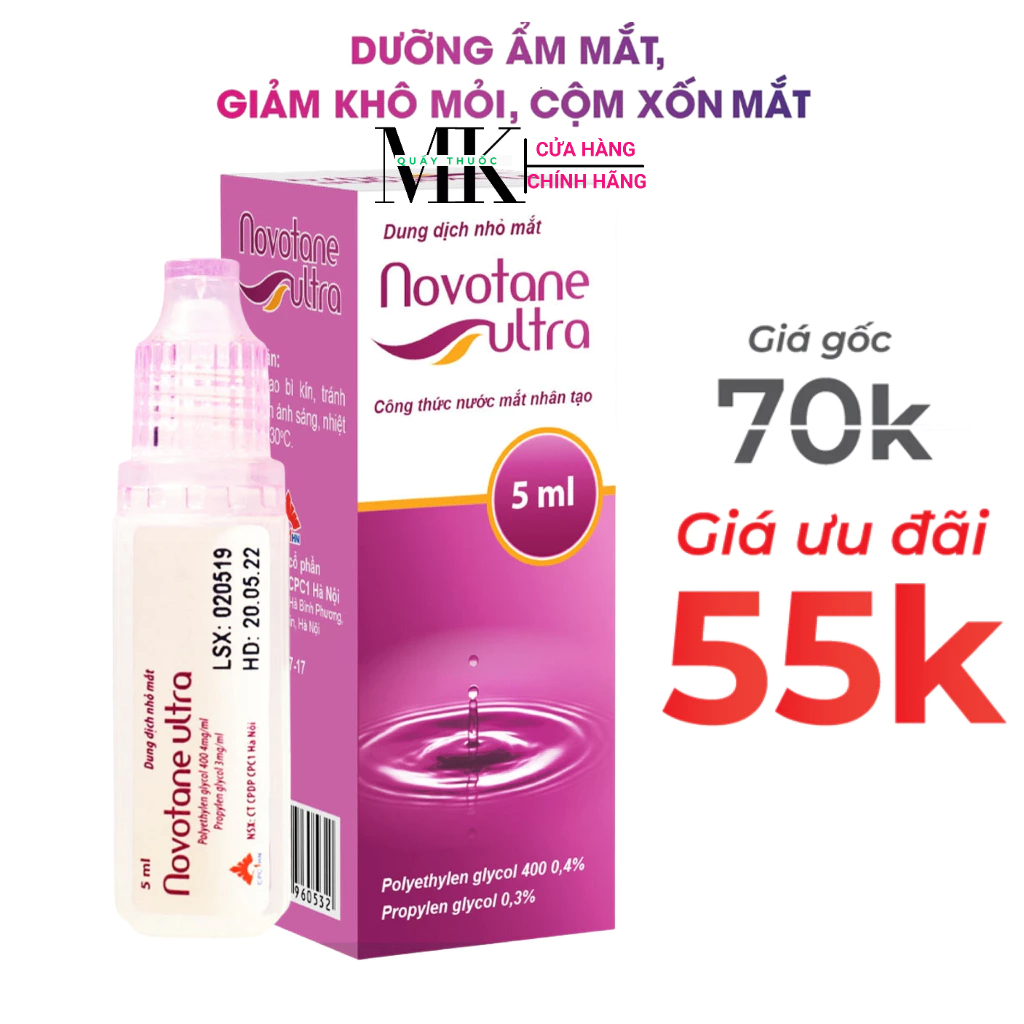 Dung dịch nhỏ mắt Novotane Ultra CPC1 làm dịu mắt, giảm tình trạng đau rát và kích ứng mắt (5ml)