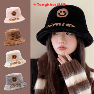  PVN72618 Mũ Bucket Lông Mặt Cười – Nón Vành Tròn Giữ Ấm Thời Trang Cho Nữ 
